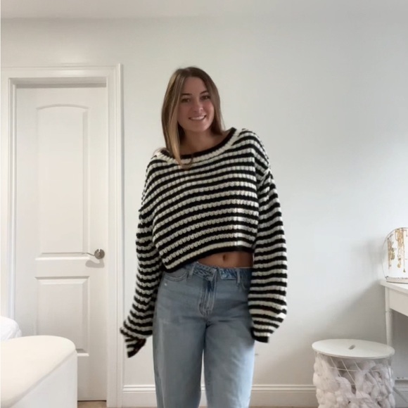 Sweaters - Grey Bandit black and cream stripe sweater